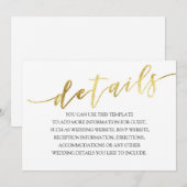 ゴールド フォイル テクスチャ ミニマル ウェディング ディテール 招待状 (正面/裏面)