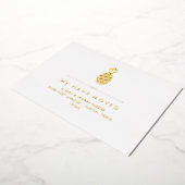 ゴールド・フォイル・パイナップルによる新しい住所の発表 箔招待状 (回転した状態)