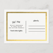 ゴールド フォイル ホワイト エレガント ミニマル セーブ・ザ・デート 案内ポストカード (裏面)