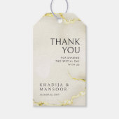ゴールド フォイル マーブル テクスチャ ウェディング サンクス ギフトタグ (正面)