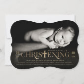 ゴールド・フォイル モダン・ボールド・クロス 洗礼式 宗教 招待状 (正面)