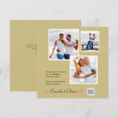 ゴールド フォト ウェディング インビテーション QR コード セーブ デート (正面/裏面)