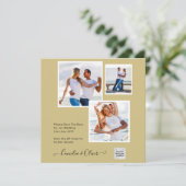 ゴールド フォト ウェディング インビテーション QR コード セーブ デート (スタンド正面)