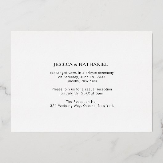 ゴールド フォト コラージュ エレガント ウェディング レセプション 箔招待状 (裏面)