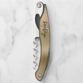ゴールド フォー ブラシ メタル モノグラム スクリプト ソムリエナイフ (正面)