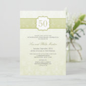 ゴールド フラワーダマスク 50周年 結婚記念日 招待状 (スタンド正面)