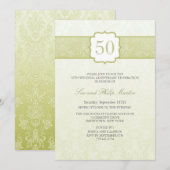 ゴールド フラワーダマスク 50周年 結婚記念日 招待状 (正面/裏面)