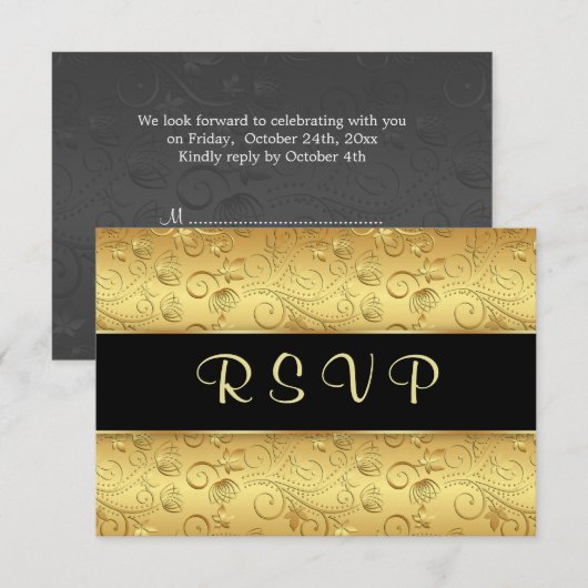 ゴールド フラワーブラック  RSVP (正面/裏面)