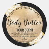 ゴールド フラワープロダクトラベル ボディバター ラウンドシール (正面)