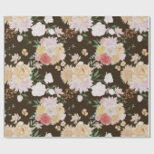 ゴールド フラワー包装紙 ラッピングペーパー (フラット)