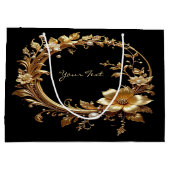 ゴールド フラワー オーナメント フレーム ギフト バッグ ラージペーパーバッグ (裏面)