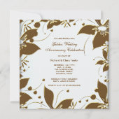 ゴールド フラワー パール ホワイト 50周年結婚記念日 招待状 (裏面)