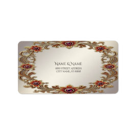 ゴールド フラワー フレーム 返送先ラベル ラベル