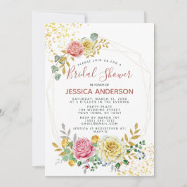 ゴールド フラワー ブライダル シャワー 招待状