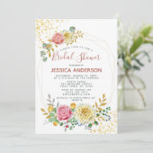 ゴールド フラワー ブライダル シャワー 招待状 (スタンド正面)