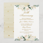 ゴールド フラワー ボタニカル 50周年 結婚記念日 招待状 (正面/裏面)