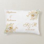 ゴールド フラワー モノグラム ロゴ ウェディング アクセントクッション (裏面)