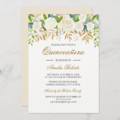 ゴールド フラワー リーフ 水彩画 キンセアニエラ インビテーション (正面/裏面)