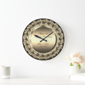 ゴールド フラワー 25周年 記念 結婚式 ラージ壁時計 (ホーム)