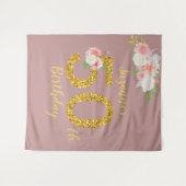 ゴールド フラワー 50歳の誕生日パーティー フォト 背景 タペストリー (正面(横))