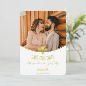 ゴールド フルール ド リス フォト セーブ ザ デート アナウンスメント 案内状 (スタンド正面)