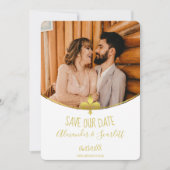 ゴールド フルール ド リス フォト セーブ ザ デート アナウンスメント 案内状 (正面)