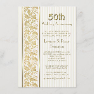 ゴールド フローラル エレガンス 50周年 結婚記念日 招待状