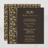 ゴールド フローラル エレガンス 50周年 結婚記念日 招待状 (正面/裏面)