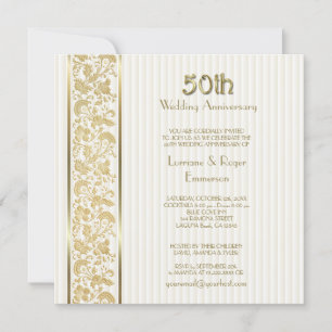 ゴールド フローラル エレガンス 50周年 結婚記念日 招待状