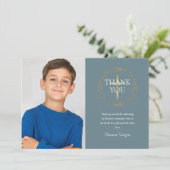 ゴールド フローラル ガーランド ファースト ホーリー コミュニオン フォト サンキューカード (スタンド正面)