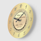 ゴールド フローラル ダイヤモンド25周年記念 結婚記念日 ラージ壁時計 (傾斜)