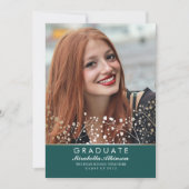 ゴールド フローラル ティール | 学生写真 卒業 招待状 (正面)