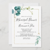 ゴールド フローラル トロピカル グリーンナリー リハーサル ディナー 招待状 (正面)