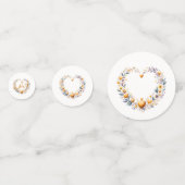 ゴールド フローラル ハート ブライダル シャワー コンフェッティ (正面)