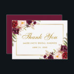 ゴールド フローラル バーガンディ ブライダル シャワー サンクス SB サンキューカード<br><div class="desc">ウォーターカラー フローラル バーガンディ ゴールド ブライダル シャワー サンクス カード - ゴールド スクリプト - バーガンディ 裏</div>