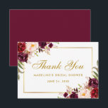 ゴールド フローラル バーガンディ ブライダル シャワー サンクス SB サンキューカード<br><div class="desc">ウォーターカラー フローラル バーガンディ ゴールド ブライダル シャワー サンクス カード - ゴールド スクリプト - バーガンディ バック</div>