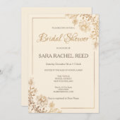 ゴールド フローラル フリル ブライダル シャワー  招待状 (正面/裏面)