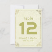 ゴールド フローラル フレーム ウェディング 席次 テーブル ナンバー 招待状 (裏面)