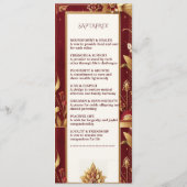 ゴールド フローラル モチーフ オルネイト 非対称 インドの結婚式 プログラム (裏面)