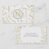 ゴールド フローラル リーフ ラスティック ウェディング ボタニカル 名刺 (正面/裏面)