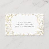 ゴールド フローラル リーフ ラスティック ウェディング ボタニカル 名刺 (裏面)