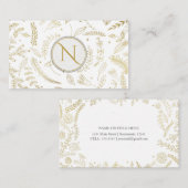 ゴールド フローラル リーフ ラスティック ウェディング ボタニカル 名刺 (正面/裏面)