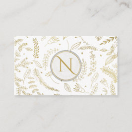 ゴールド フローラル リーフ ラスティック ウェディング ボタニカル 名刺