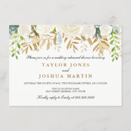 ゴールド フローラル リーフ リハーサル ディナー 招待状