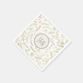 ゴールド フローラル リーフ  rusticな結婚式の披露宴 スタンダードカクテルナプキン (角)