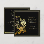 ゴールド フローラル 退職パーティー 招待状 (正面/裏面)