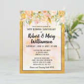 ゴールド フローラル 50周年 結婚記念日 招待状 (スタンド正面)