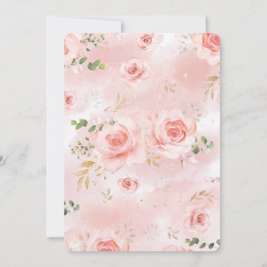 ゴールド&ブッシュのウェディングシャワーの夏の招待状 招待状 (裏面)