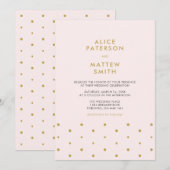 ゴールド & ブッシュピンク | おしゃれなモダン結婚式招待状 招待状 (正面/裏面)