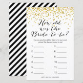 ゴールド ブライダルシャワー ゲーム - 花嫁はいくつ？ (正面/裏面)